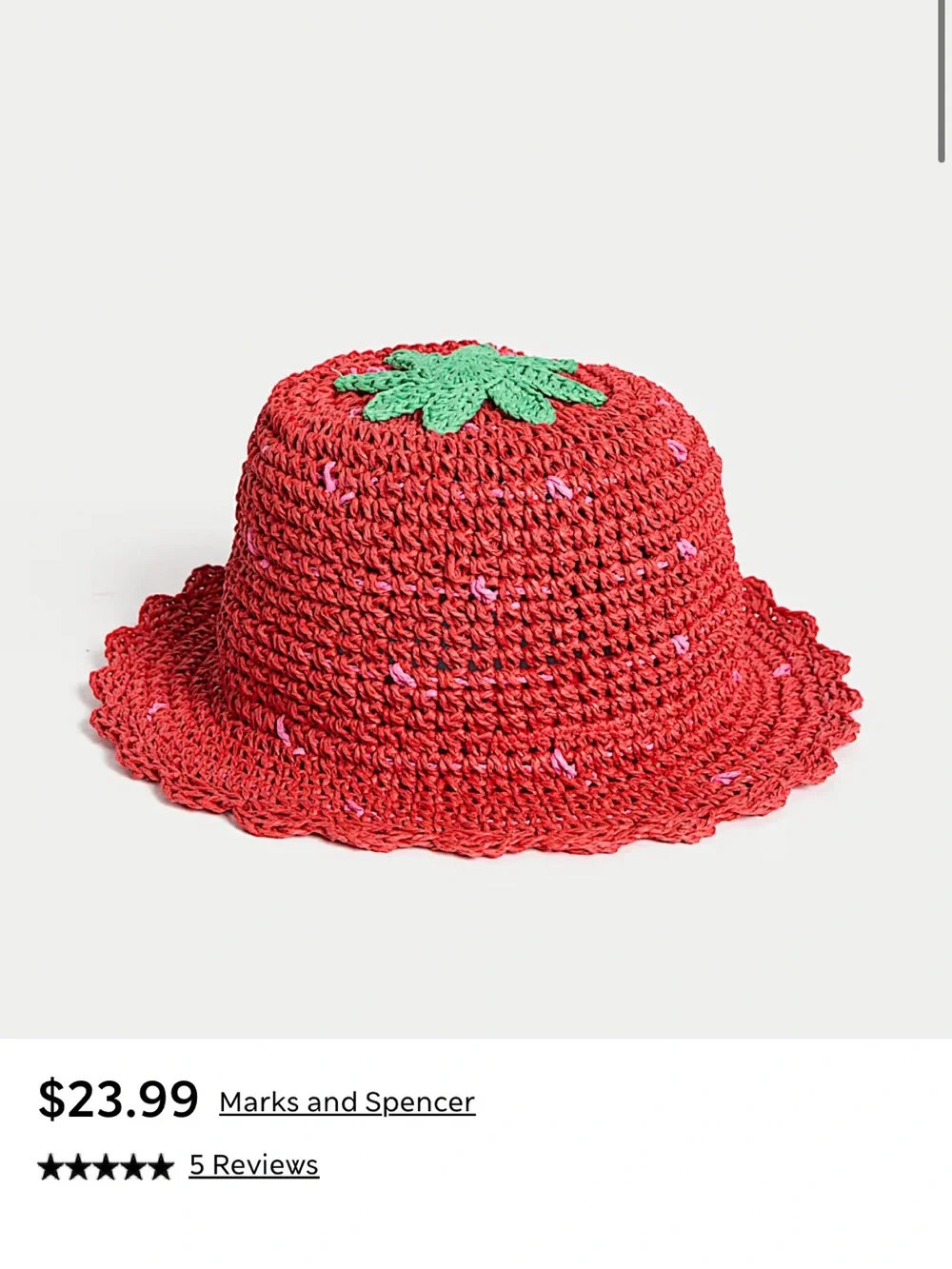 Kid’s Strawberry Sun Hat ages 6-10